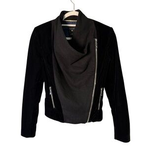 Against Nudity Black and Charcoal Wool and Velvet Jacket Size XS Minimalist Moto